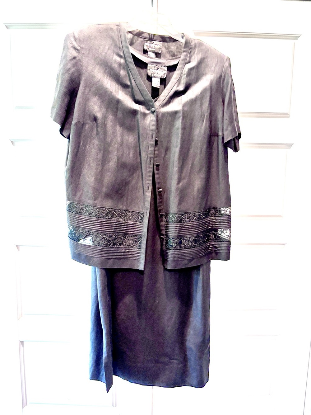 2-Pc Black Linen Dress Vintage Positive Attitude - Picture 4 of 9